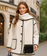 Comprar casaco feminino lã batida branco quente inverno elegante confortável trabalho social barato em promoção ZARA